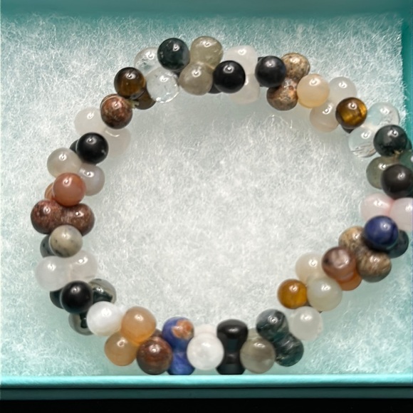 Artisan Real Stone Erimish Stretch Bracelet Rose Quarts Lapis Quartz - Picture 1 of 5